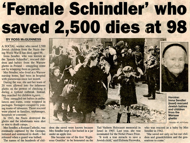Obituario de Irena Sendler en 2008.